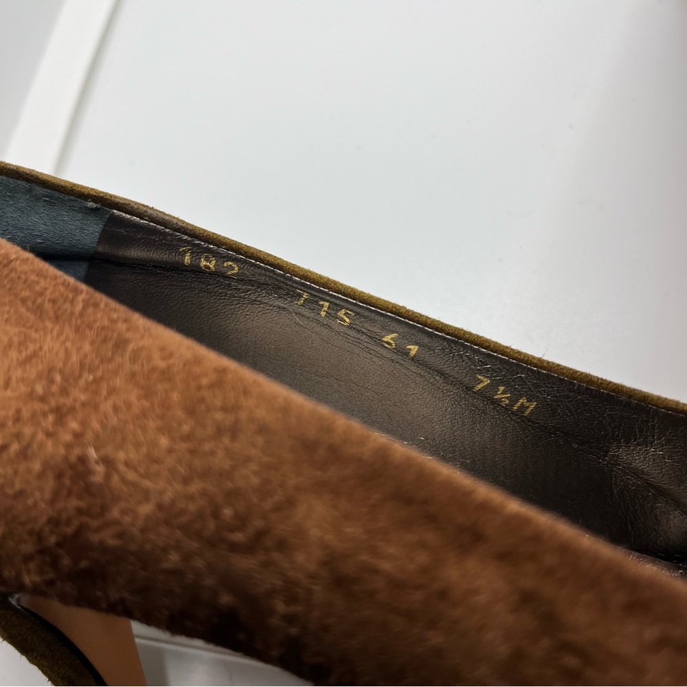 Vintage Bally Suede Multicolour Heels shoes Gold Pointed Toe Italy Rosalyn Pumps - Picture 12 of 12